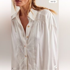 NWOT $128 Free People We The Free Sunday Shirt Size Large White